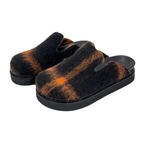 COS Mohair Blend Checkered Platform Mules Clogs Orange Black Size EUR 39 / US 8
